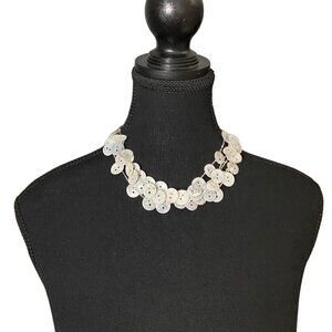 Eclectic Mother-of-Pearl Button Statement Necklace